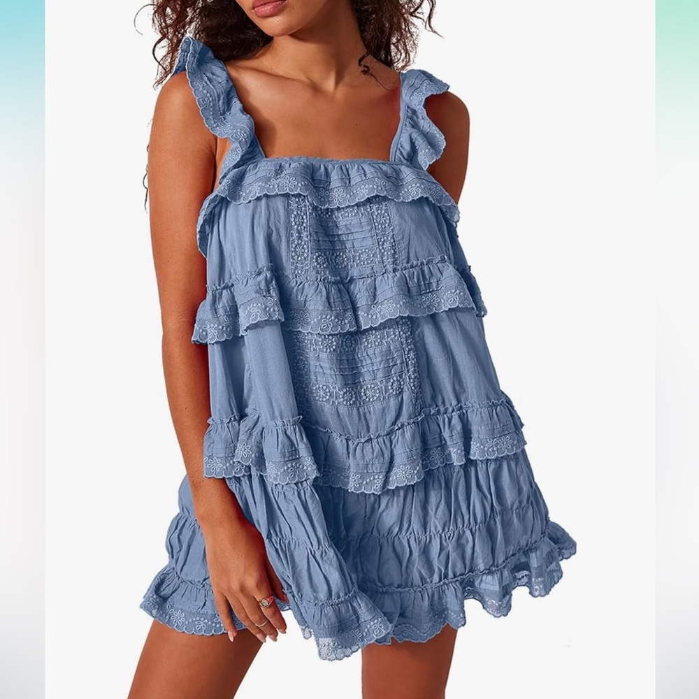 Blue Ruffled Jumpsuit